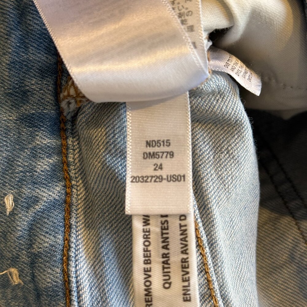 Madewell Jean Perfect Vintage Straight Light Wash Knee-Rip High Waist 24 #ND515 - Picture 6 of 16